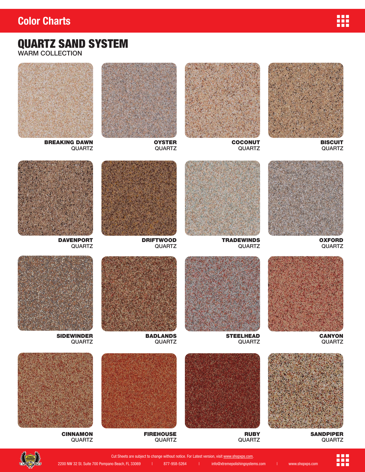 Torginol Warm Quartz Sand Color Chart